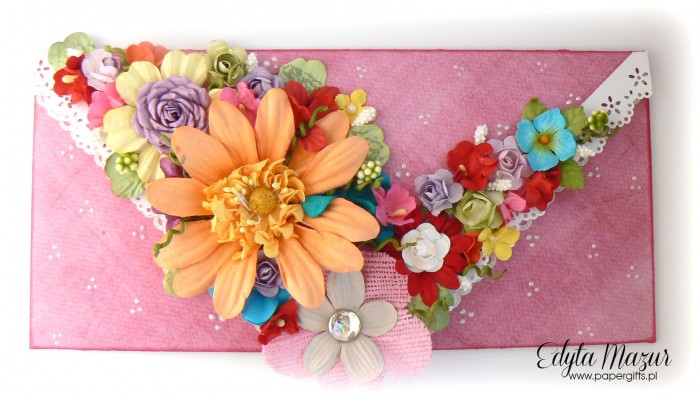 Kolorowy bukiet - kopertówka na urodziny babci