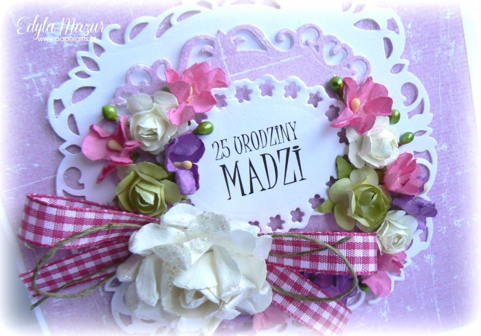 Fioletowo-różowa kartka na urodziny Madzi1