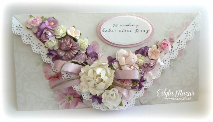 Szaro-różowo-fioletowa - kartka kopertowa dla Anny