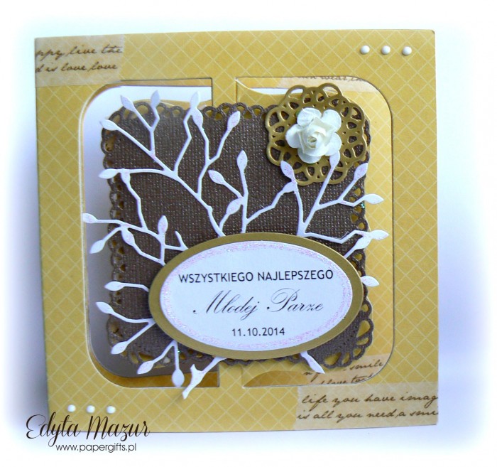 Miodowo-czekoladowa kartka na ślub