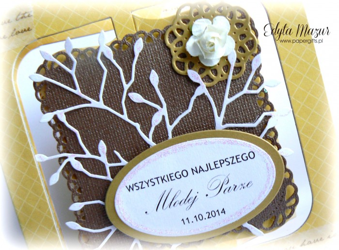 Miodowo-czekoladowa kartka na ślub1
