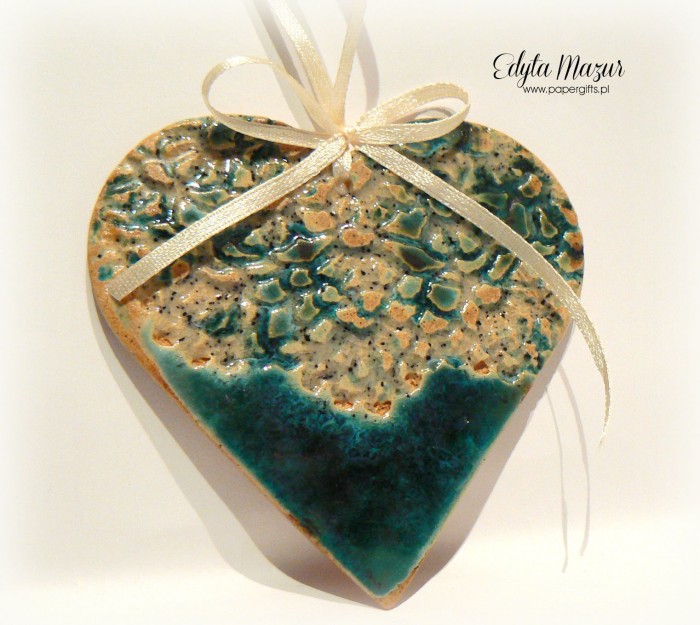 Morskie serce z dedykacją - ceramika