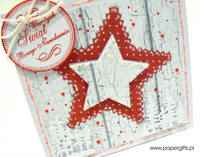 Czerwono-biała gwiazdka - kartka bożonarodzeniowa1