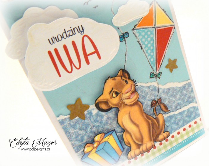 Latawce z królem lwem - kartka na roczek Iwa1