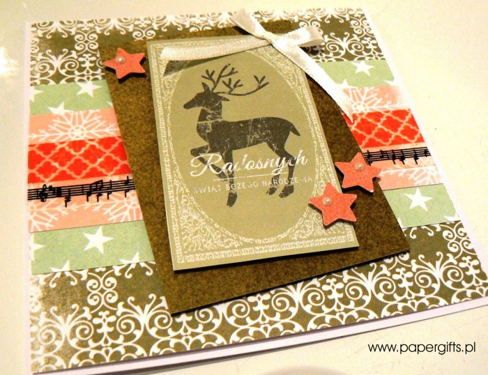 Zielona z jeleniem - kartka bożonarodzeniowa1